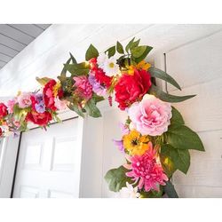 6 Pre-Lit Mia Spring Garland by BrylaneHome in Pink