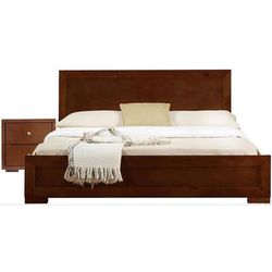Trent Wooden Platform Bed in Black, Queen with 2 Nightstands by Camden Isle in Walnut (Size QUEEN)