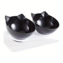 TEMU Double Bowl Plastic Water And Food Feeding Bowls Elevated Tilted 15°