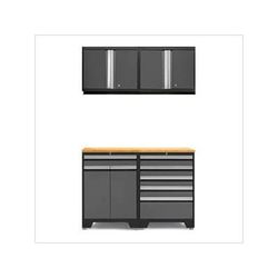 NewAge Garage Cabinets PRO Grey 5-Piece Garage Cabinet Set with Bamboo Top