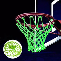 Nightlight Basketball Net Nylon Glowing Basketball Hoop Rim Net 12 Loops Standard Size Glowing Basketball Net Sun Powered