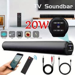 TEMU 20w Panoramic Surround Soundbar Stereo Speaker With 4 Subwoofer Ducts, Home Theater Wireless Living Room Sound Supports Usb, Fm, Optic, Aux Audio Input, Hifi