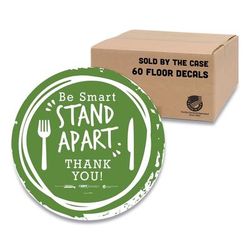 Tabbies 79161 BeSafe Messaging Floor Decals, Be Smart Stand Apart; Knife/Fork; Thank You, 12" Dia., Green/White, 60/Carton - Case Of 60 TAB79161