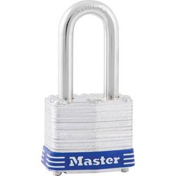 Master Lock No. 3 Laminated Steel Padlock, 9/32 in dia, 5/8 in W x 2 in H Shackle, Silver/Blue, Keyed Different, Varies (470-3DLF)