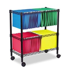 Alera FW60-1426BL Two-Tier Rolling File Cart, 26w x 14d x 29.5h, Black ALEFW601426BL