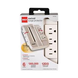 RCA PSWTS6FV 6 Outlet Swivel Surge Protector, 6 AC Outlets, 1,200 J, White VOXPSWTS6FV