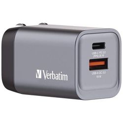 Verbatim 35 W 2-Port GaN Wall Charger, Black/Gray (VER32200)