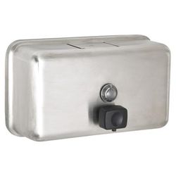 Alpine Industries 1200 Ml Stainless Steel Horizontal Manual Surface-Mounted Liquid Soap Dispensers, Silver, Pack Of 2 Dispensers
