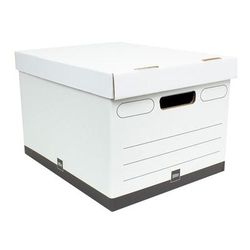 Office Depot Brand Heavy-Duty Quick Set Up Storage Boxes, Letter/legal Size, 15" X 12" X 10", White/black, Pack Of 5