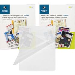Business Source Letter Size Laminating Pouches - Sheet Size Supported: Letter 8.50" X 11" - Laminating Pouch/sheet Size: 9" X 11.50" - For Photo, Document, Id Badge, Recipe - Pre-Trimmed