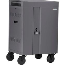 Bretford CUBE Cart Mini Charging Cart AC for 20 Devices, Charcoal Paint - 2 Shelf - Push Handle Handle - Steel - 24" x 21" x 37.5"
