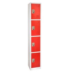 Alpine Adiroffice 4-Tier Steel Locker, 72"h X 12"w X 12"d, Red