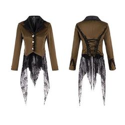 Retrò Vintage Punk Gotico Steampunk Cappotto Mascherata Smoking Vampiro Medico della peste Pizzo Costume Per donna Halloween Carnevale Mascherata Feste Halloween Adulti Cappotto