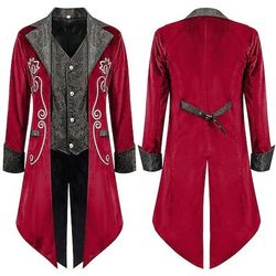 Retrò Vintage Punk Gotico Medievale Cappotto Frac Principe Nobile Jacquard Costume Per uomo Reale Stile Steampunk Mascherata Feste Adulti Cappotto