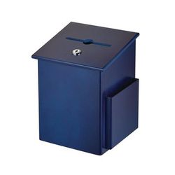 AdirOffice Squared Wood Locking Suggestion Box, 7.25 x 7.5 x 10, Medium Density Fiberboard, Blue (ALHI63201BLU)