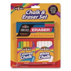 Cra-Z-Art Chalk and Eraser Set, (12) White/(12) Assorted (CZA1087424)