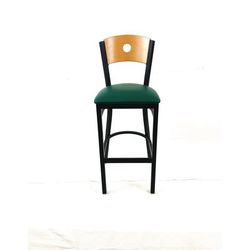 JMC Furniture Circle Series Barstool, Supports Up to 300 lb, 28.5" Seat Height, Green Seat, Natural Back, Black Base (JMCCRBBVGRND)