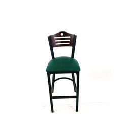 JMC Furniture Eagle Series Barstool, Supports Up to 300 lb, 28.5" Seat Height, Green Seat, Dark Mahogany Back, Black Base (JMCEBBVGRNB)