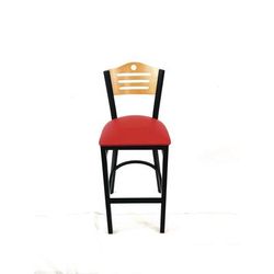 JMC Furniture Eagle Series Barstool, Supports Up to 300 lb, 28.5" Seat Height, Red Seat, Natural Back, Black Base (JMCEBBVREDD)