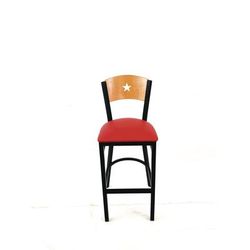 JMC Furniture Liberty Series Barstool, Supports Up to 300 lb, 28.5" Seat Height, Red Seat, Natural Back, Black Base (JMCLBBVREDD)