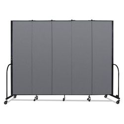 Screenflex Portable Room Divider, 9 ft 5" x 0.75" x 7 ft 4", Vinyl/Fiberglass/Steel, Gray (SCXCFSL745DG)