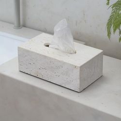 Alabaster Travertine Stone Tissue Box | Default Title | MOD LIGHTING