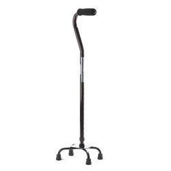 Medline Aluminum Quad Cane with Small Base, 300 lb. Capacity, Black, 1 EA (MDS86222H1)