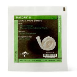 Medline Maxorb II Alginate Dressings, 1" x 12" Rope, in Educational Packaging, 10/BX (MSC7312EPZ)