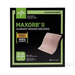 Medline Maxorb II Alginate Dressings, 6" x 6", in Educational Packaging, 50/CS (MSC7366EP)