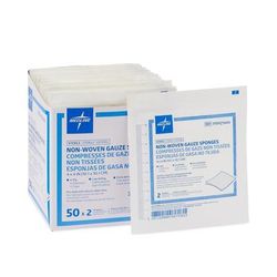 Medline Sterile Nonwoven Gauze Sponge, 4-Ply, 4" x 4", 2/pk, 50/BX (PRM21444H)