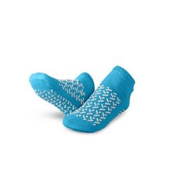 Medline Double-Tread Patient Slippers, Terry Inside, Teal, Toddler, 48/CS (MDTDBLTREADT)