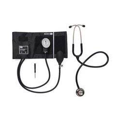 Medline Handheld Aneroid with Stainless Steel Stethoscope, Black, Adult, 1 EA (MDS9140)