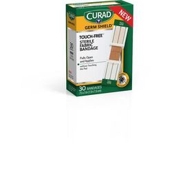 Curad Germ-Shield Touch-Free Fabric Bandages, Sterile, 0.75" x 3", 30/Bx, 24/CS (CUR1930F)