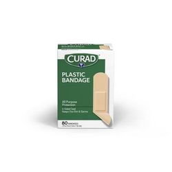 Curad Plastic Adhesive Bandage, 3/4" x 3", 80 Bandages/Box, 1 BX (CUR02278RBZ)