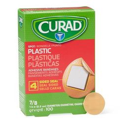 Curad Plastic Adhesive Bandage, 7/8" dia. Spot, 100 Bandages/Box, 1200/CS (NON25501)