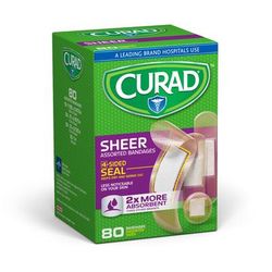 Curad Sheer Adhesive Bandage, Assorted Sizes, 80/Box, 24/CS (CUR45243RB)
