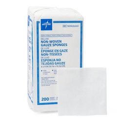 Medline Deluxe Nonsterile Nonwoven 3-Ply Gauze Sponges, 4" x 4", 2000/CS (NON26443)