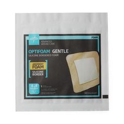 Medline Optifoam Gentle Foam Wound Dressing with Silicone Adhesive Border, 4" x 4" in Educational Packaging, 1 EA (MSC2044EPH)