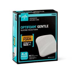 Medline Optifoam Gentle Silicone-Faced Foam Dressing in Educational Packaging, 4" x 4", 100/CS (MSC2244EP)