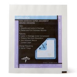 Medline OptiLock Nonadhesive Super Absorbent Wound Dressings, 4" x 4", in Educational Packaging, 1 EA (MSC6444EPH)