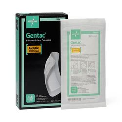 Medline Silicone Adhesive Island Wound Dressing, 4" x 8", 2" x 6" Pad Size, 150/CS (MSC3348)
