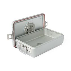 Medline Steriset Three-Quarter Sterilization Container, Condensate Drain, Aluminum Lid, Gray Handle, 18" x 10.5" x 5.25", 1 EA (WAG3VC13ASA)