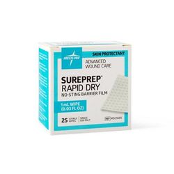 Medline SurePrep Rapid-Dry No-Sting Barrier Film, 1 mL Wipe, 100/CS (MSC1605)