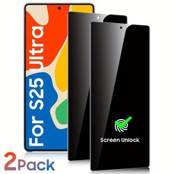 TEMU For Galaxy S25 Ultra Privacy Tempered Glass Screen Protector, Full Coverage, Fingerprint Unlocking, Case Friendly, Scratch-proof,
