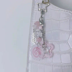 Y2K Cute Fish Cake Keyring Pendant 3D Bow Heart Keychain Sweet Cool Girls Phone Chain Fashion Bag Charm Decoration Gift