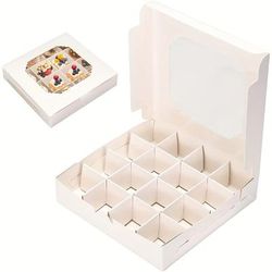 TEMU 1pc Pet Material Cupcake Display Box With Transparent Window - 16 Compartments Mini Dessert Storage For Candy, Chocolate, Marzipan, Fruits - Home Kitchen Cabinet Organizer