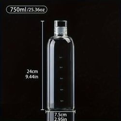 TEMU Bpa-free Plastic Water Bottle, Leak-proof, Lightweight, With Time Marker, For Hiking, Camping, Fitness - Hand Wash Round Shaped Large Capacity Water Container