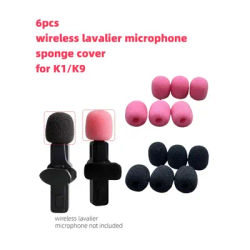 6pcs Wireless Lavalier Microphone Sponge Cover for K1,K9 Wireless Lapel Mic Foam, Mini Mic Windscreen Foam Cover for K1,K9