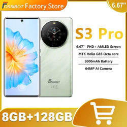 FOSSIBOT S3 PRO Smartphone Android 14 6.67" AMOLED Display 6GB+128GB 5000mAh Battery 64MP Camera NFC Cell Phone