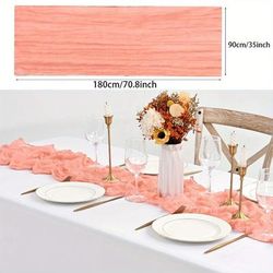 TEMU Bohemian Chic Cheesecloth Table Runner - Weddings, Bridal Showers, Birthdays & Holiday Parties - Transparent Polyester Gauze Decor